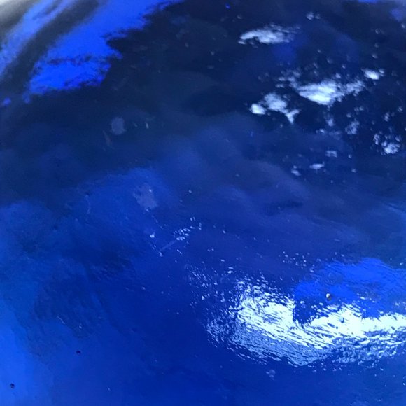 Fire & Light Cobalt Blue Recycled Textured Glass Candle Stand Disc Paperweight - Picture 6 of 6